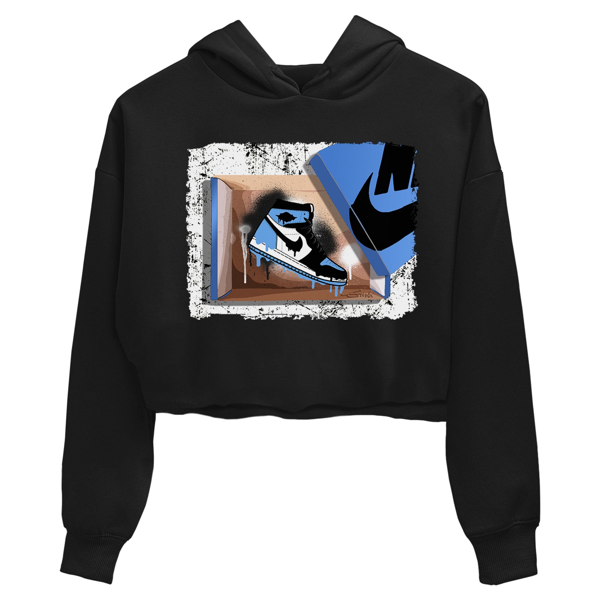 Air Jordan 1 Retro High OG UNC Toe shirt to match jordans New Kicks sneaker tees UNC Toe 1s SNRT Sneaker Release Tees Black 2 Crop T-Shirt