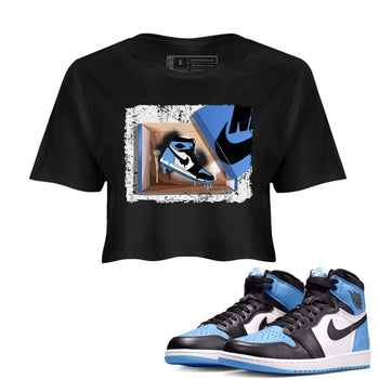 Air Jordan 1 Retro High OG UNC Toe shirt to match jordans New Kicks sneaker tees UNC Toe 1s SNRT Sneaker Release Tees Black 1 Crop T-Shirt
