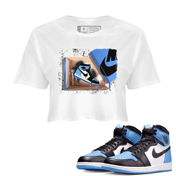 Air Jordan 1 Retro High OG UNC Toe shirt to match jordans New Kicks sneaker tees UNC Toe 1s SNRT Sneaker Release Tees White 1 Crop T-Shirt
