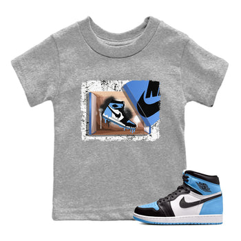 Air Jordan 1 Retro High OG UNC Toe shirt to match jordans New Kicks sneaker tees UNC Toe 1s SNRT Sneaker Release Tees Baby Toddler Heather Grey 1 T-Shirt