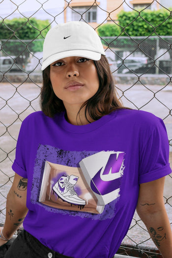 Jordan 1 WMNS Court Purple Sneaker Match Tees New Kicks Sneaker Tees Jordan 1 WMNS Court Purple Sneaker Release Tees Unisex Shirts