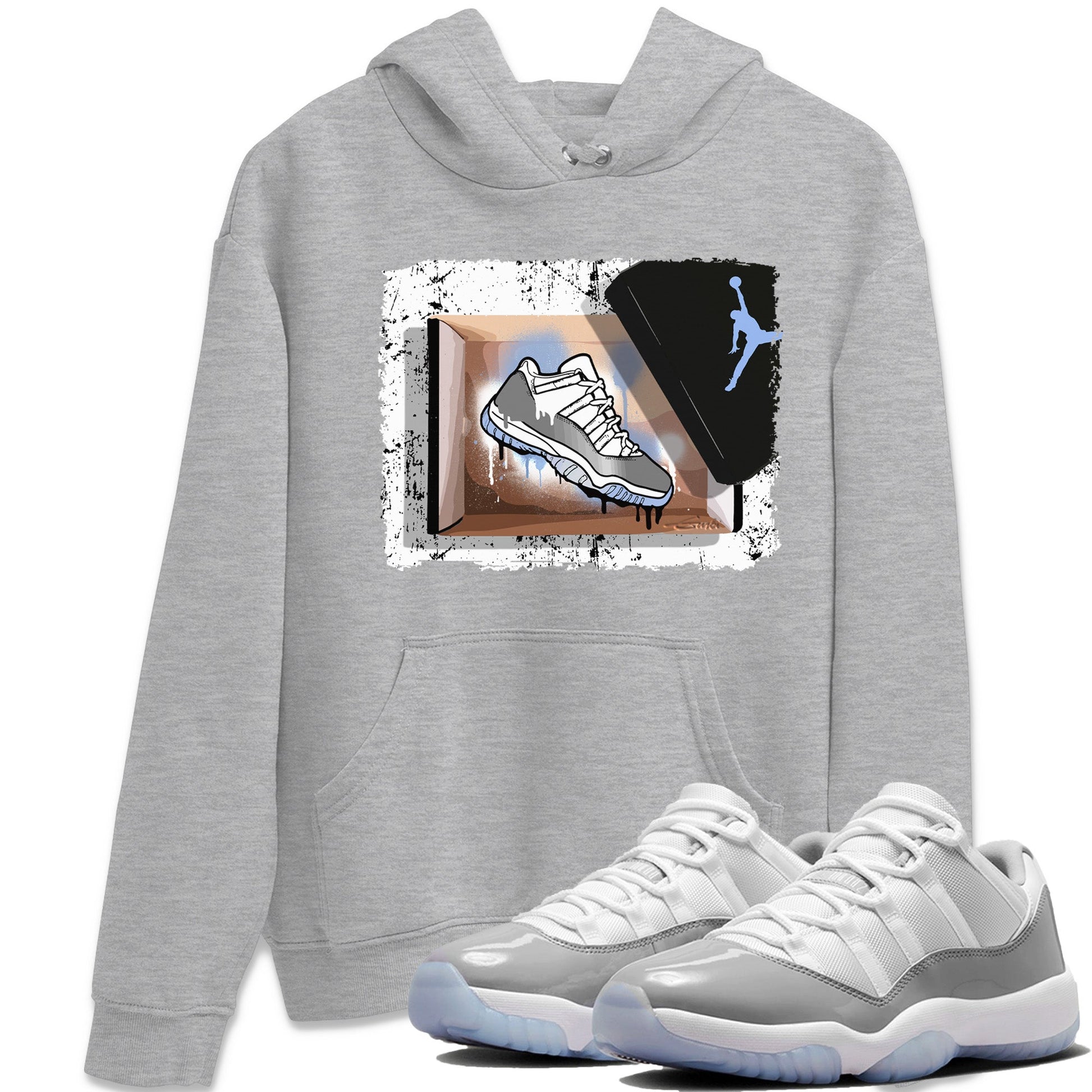 Air Jordan 11 White Cement Sneaker Match Tees New Kicks Sneaker Tees Jordan 11 Retro White Cement Sneaker Release Tees Unisex Shirts Heather Grey 1