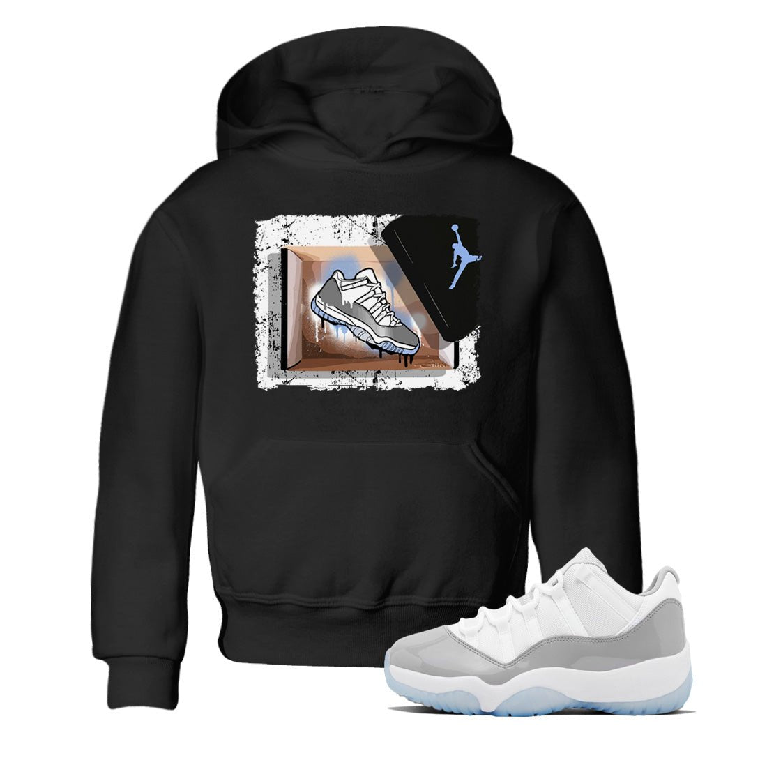 Air Jordan 11 White Cement Sneaker Match Tees New Kicks Sneaker Tees Jordan 11 Retro White Cement Sneaker Release Tees Kids Shirts Black 1