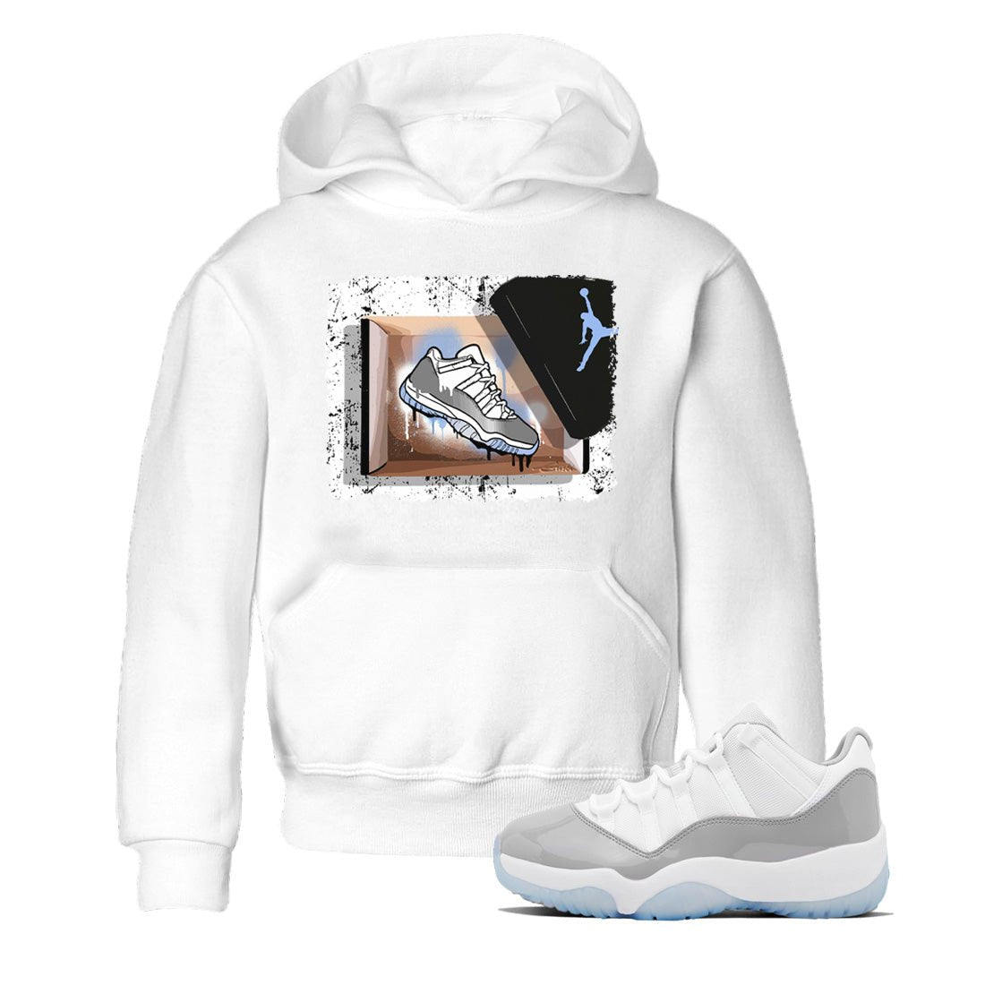 Air Jordan 11 White Cement Sneaker Match Tees New Kicks Sneaker Tees Jordan 11 Retro White Cement Sneaker Release Tees Kids Shirts White 1