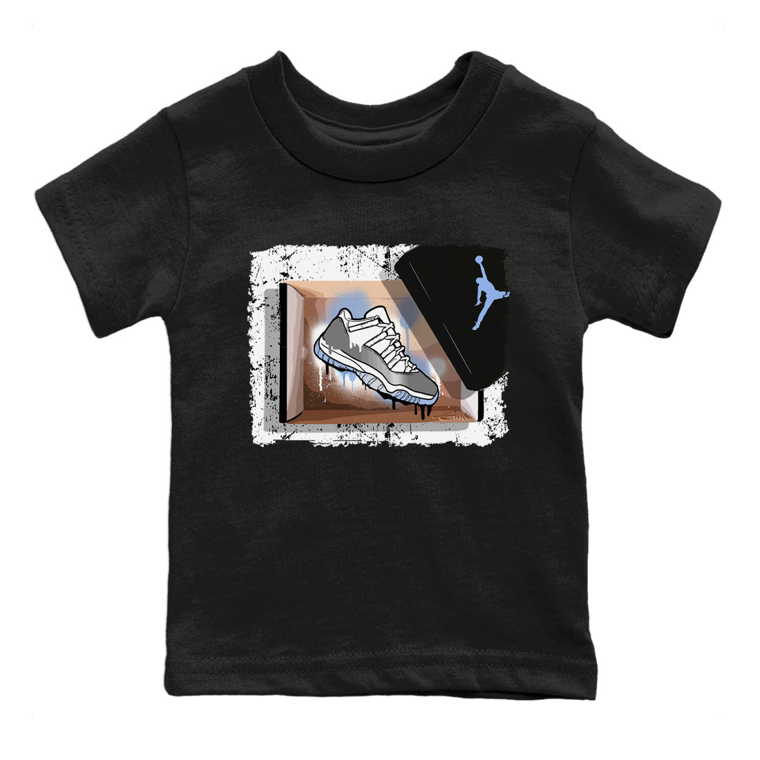 Air Jordan 11 White Cement Sneaker Match Tees New Kicks Sneaker Tees Jordan 11 Retro White Cement Sneaker Release Tees Kids Shirts Black 2
