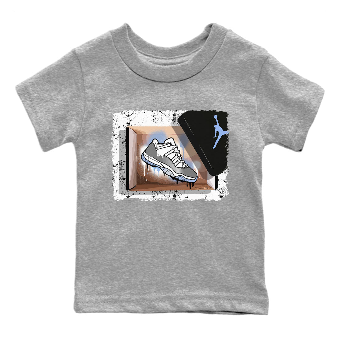 Air Jordan 11 White Cement Sneaker Match Tees New Kicks Sneaker Tees Jordan 11 Retro White Cement Sneaker Release Tees Kids Shirts Heather Grey 2