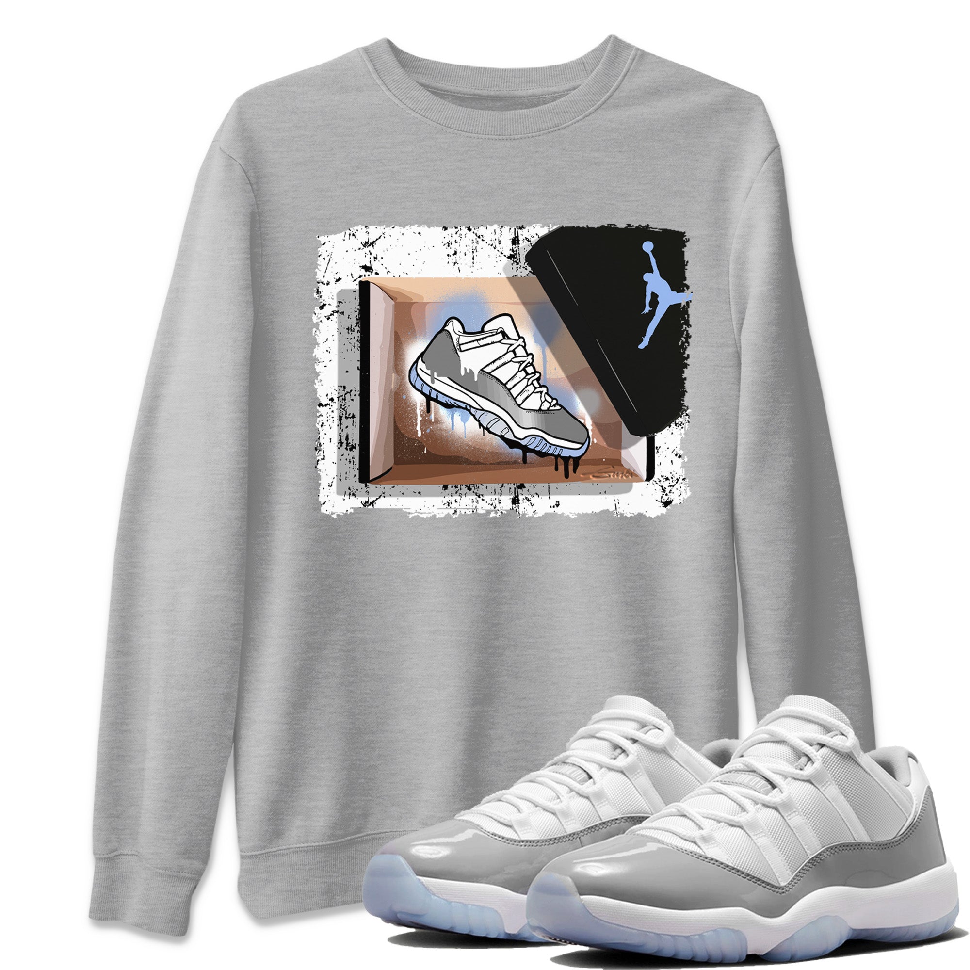 Air Jordan 11 White Cement Sneaker Match Tees New Kicks Sneaker Tees Jordan 11 Retro White Cement Sneaker Release Tees Unisex Shirts Heather Grey 1