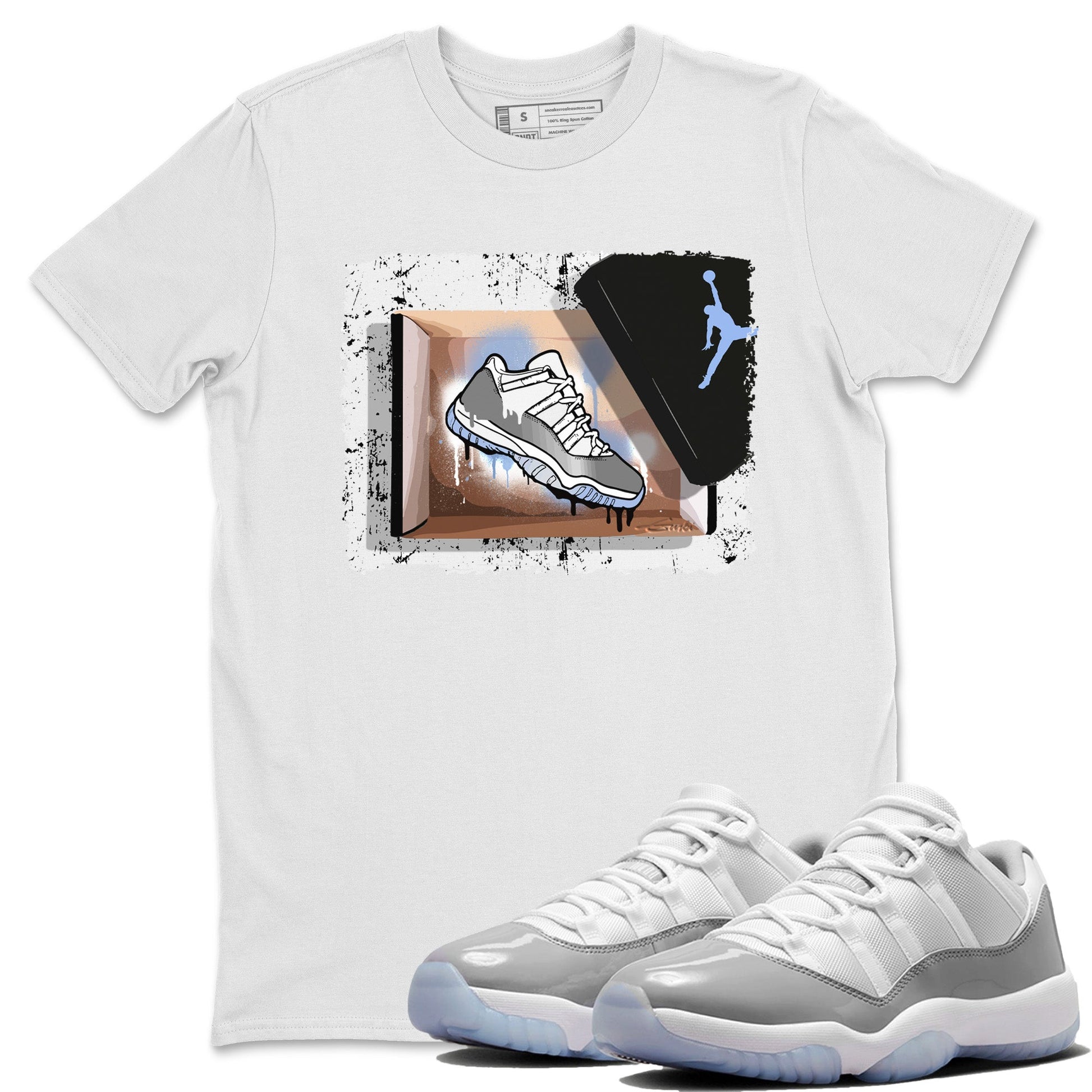 Air Jordan 11 White Cement Sneaker Match Tees New Kicks Sneaker Tees Jordan 11 Retro White Cement Sneaker Release Tees Unisex Shirts White 1