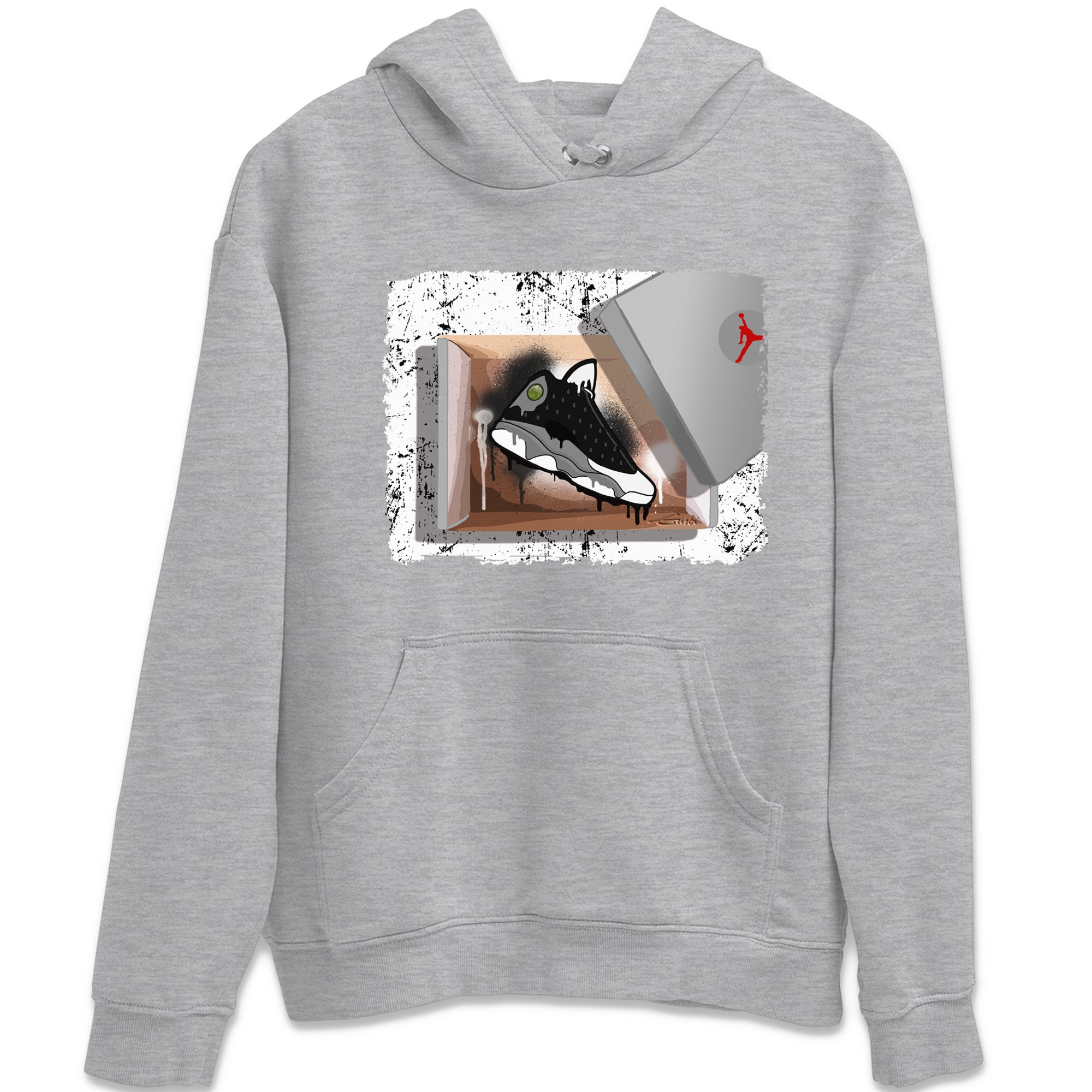 Air Jordan 13 Black Flint Sneaker Match Tees New Kicks Sneaker Tees Air Jordan 13 Retro Black Flint Tee Unisex Shirts Heather Grey 2