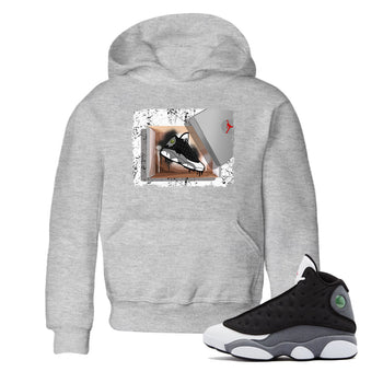 Air Jordan 13 Black Flint Sneaker Match Tees New Kicks Sneaker Tees Air Jordan 13 Retro Black Flint Tee Kids Shirts Heather Grey 1