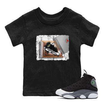Air Jordan 13 Black Flint Sneaker Match Tees New Kicks Sneaker Tees Air Jordan 13 Retro Black Flint Tee Kids Shirts Black 1