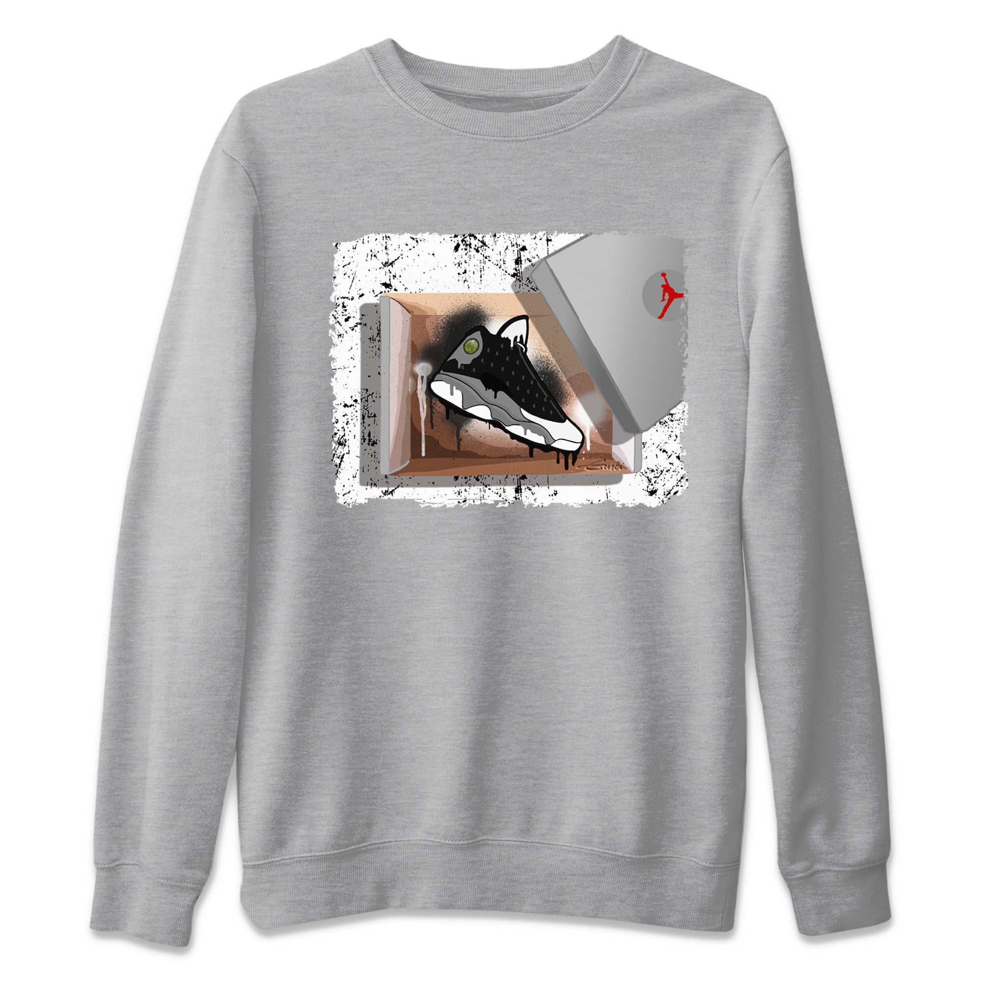 Air Jordan 13 Black Flint Sneaker Match Tees New Kicks Sneaker Tees Air Jordan 13 Retro Black Flint Tee Unisex Shirts Heather Grey 2