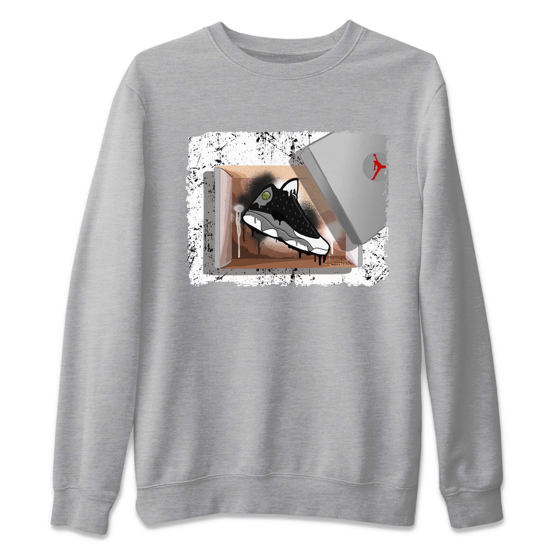 Air Jordan 13 Black Flint Sneaker Match Tees New Kicks Sneaker Tees Air Jordan 13 Retro Black Flint Tee Unisex Shirts Heather Grey 2
