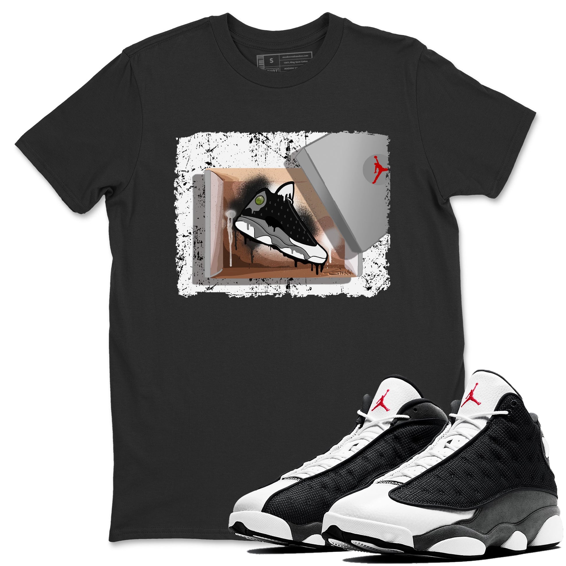 Air Jordan 13 Black Flint Sneaker Match Tees New Kicks Sneaker Tees Air Jordan 13 Retro Black Flint Tee Unisex Shirts Black 1