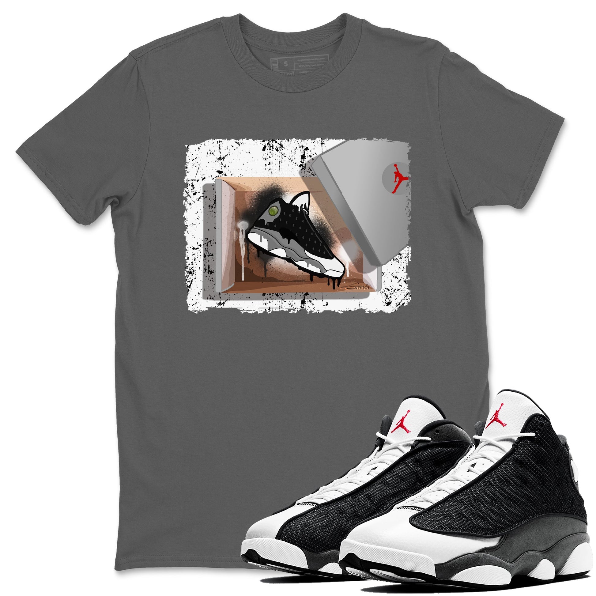 Air Jordan 13 Black Flint New Kicks Crew Neck Sneaker Tees Air Jordan 13 Black Flint Sneaker T-Shirts Washing and Care Tip