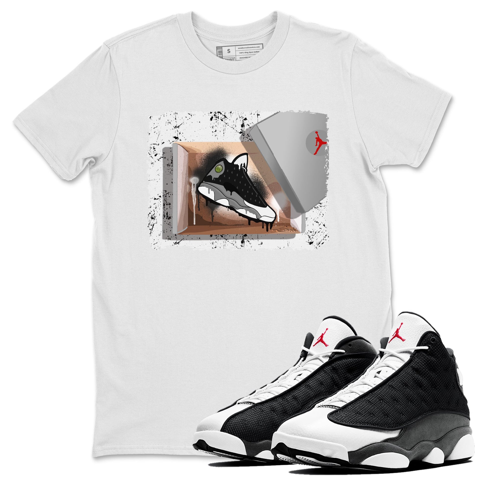 Air Jordan 13 Black Flint Sneaker Match Tees New Kicks Sneaker Tees Air Jordan 13 Retro Black Flint Tee Unisex Shirts White 1