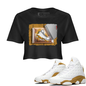 Air Jordan 13 Retro Wheat shirt to match jordans New Kicks sneaker tees Air Jordan 13 Wheat SNRT Sneaker Release Tees Black 1 Crop T-Shirt