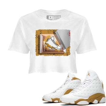 Air Jordan 13 Retro Wheat shirt to match jordans New Kicks sneaker tees Air Jordan 13 Wheat SNRT Sneaker Release Tees White 1 Crop T-Shirt
