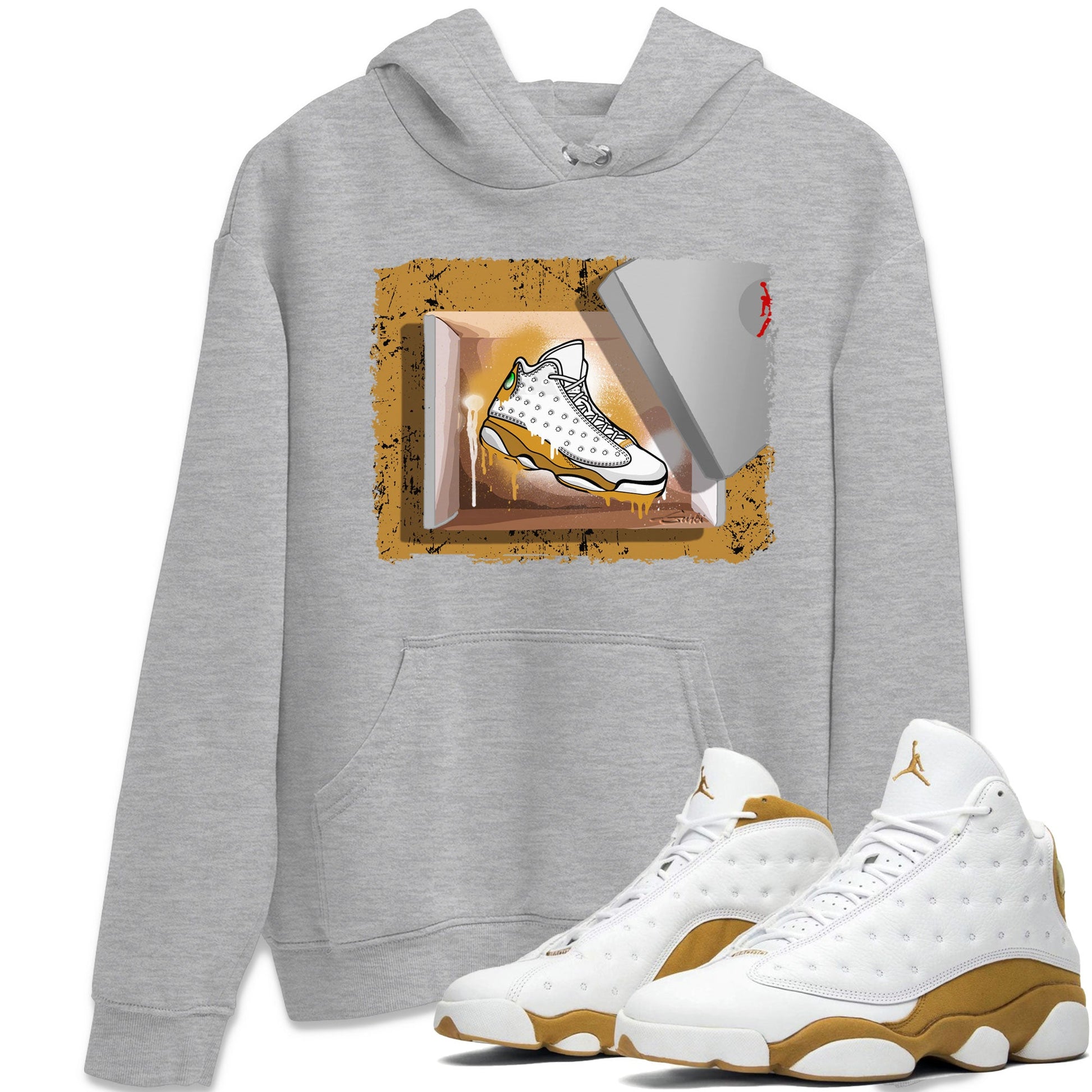 Air Jordan 13 Retro Wheat shirt to match jordans New Kicks sneaker tees Air Jordan 13 Wheat SNRT Sneaker Release Tees Unisex Heather Grey 1 T-Shirt