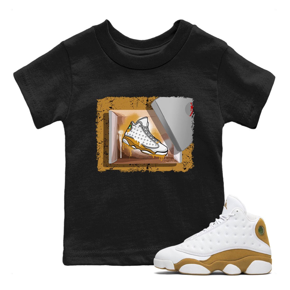 Air Jordan 13 Retro Wheat shirt to match jordans New Kicks sneaker tees Air Jordan 13 Wheat SNRT Sneaker Release Tees Baby Toddler Black 1 T-Shirt
