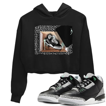 3s Green Glow shirt to match jordans New Kicks sneaker tees Air Jordan 3 Retro Green Glow SNRT Sneaker Release Tees Black 1 crop length shirt