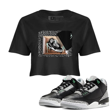 3s Green Glow shirt to match jordans New Kicks sneaker tees Air Jordan 3 Retro Green Glow SNRT Sneaker Release Tees Black 1 crop length shirt