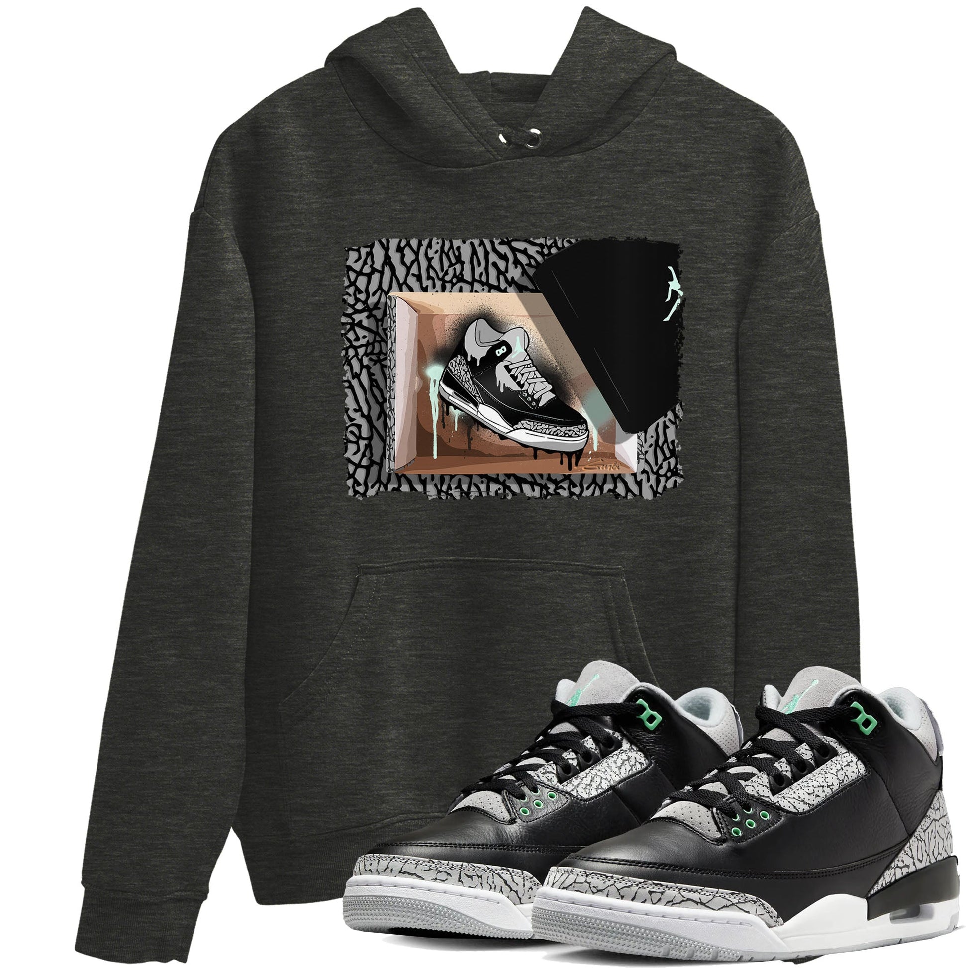 3s Green Glow shirt to match jordans New Kicks sneaker tees Air Jordan 3 Retro Green Glow SNRT Sneaker Release Tees unisex cotton Charcoal Heather 1 crew neck shirt