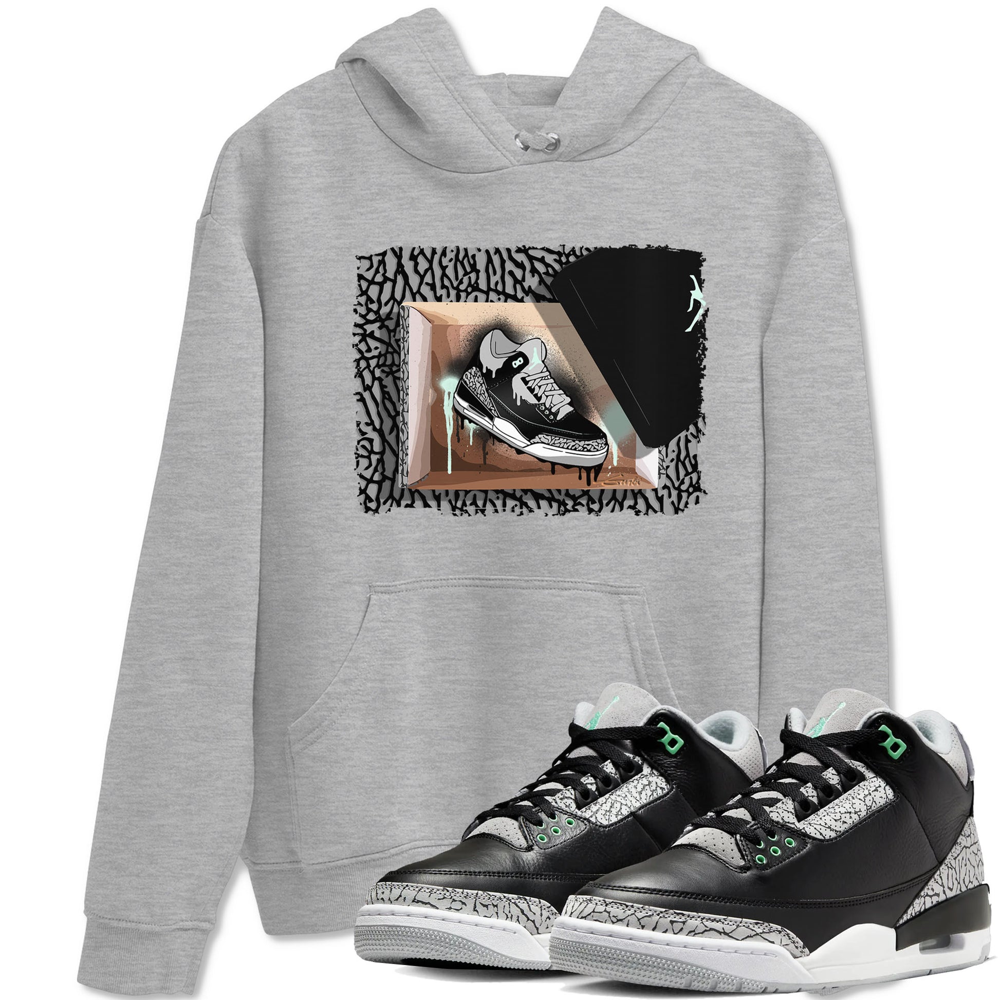 3s Green Glow shirt to match jordans New Kicks sneaker tees Air Jordan 3 Retro Green Glow SNRT Sneaker Release Tees unisex cotton Heather Grey 1 crew neck shirt