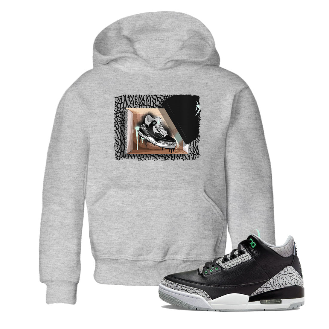 3s Green Glow shirt to match jordans New Kicks sneaker tees Air Jordan 3 Retro Green Glow SNRT sneaker release tees baby toddler Heather Grey 1 cotton Shirt