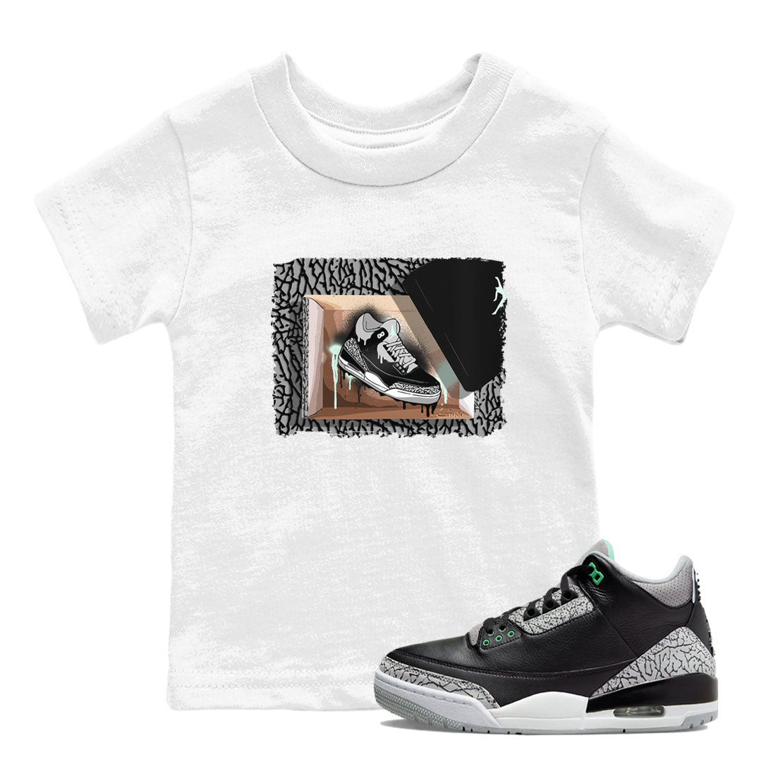3s Green Glow shirt to match jordans New Kicks sneaker tees Air Jordan 3 Retro Green Glow SNRT sneaker release tees baby toddler White 1 cotton Shirt