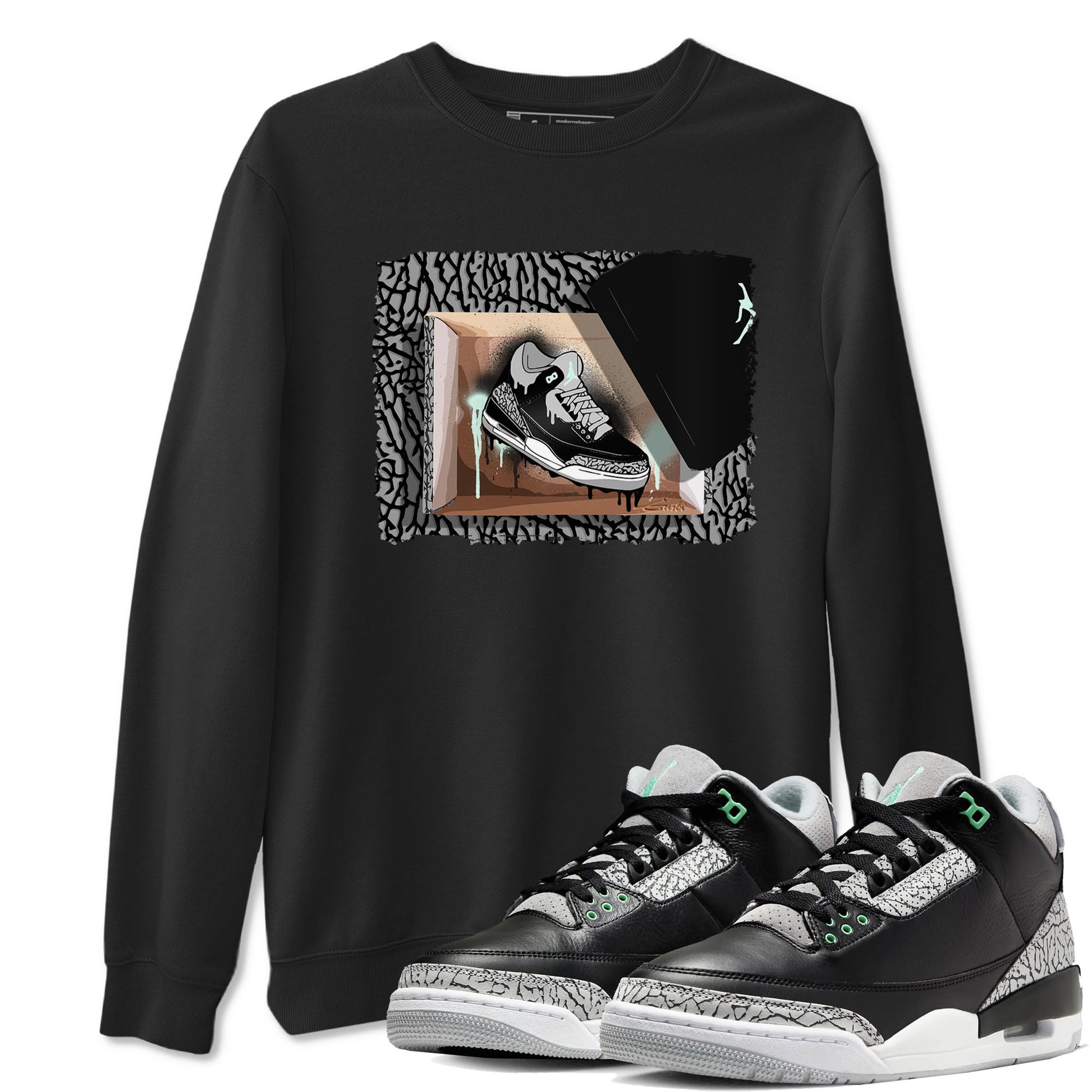 3s Green Glow shirt to match jordans New Kicks sneaker tees Air Jordan 3 Retro Green Glow SNRT Sneaker Release Tees unisex cotton Black 1 crew neck shirt