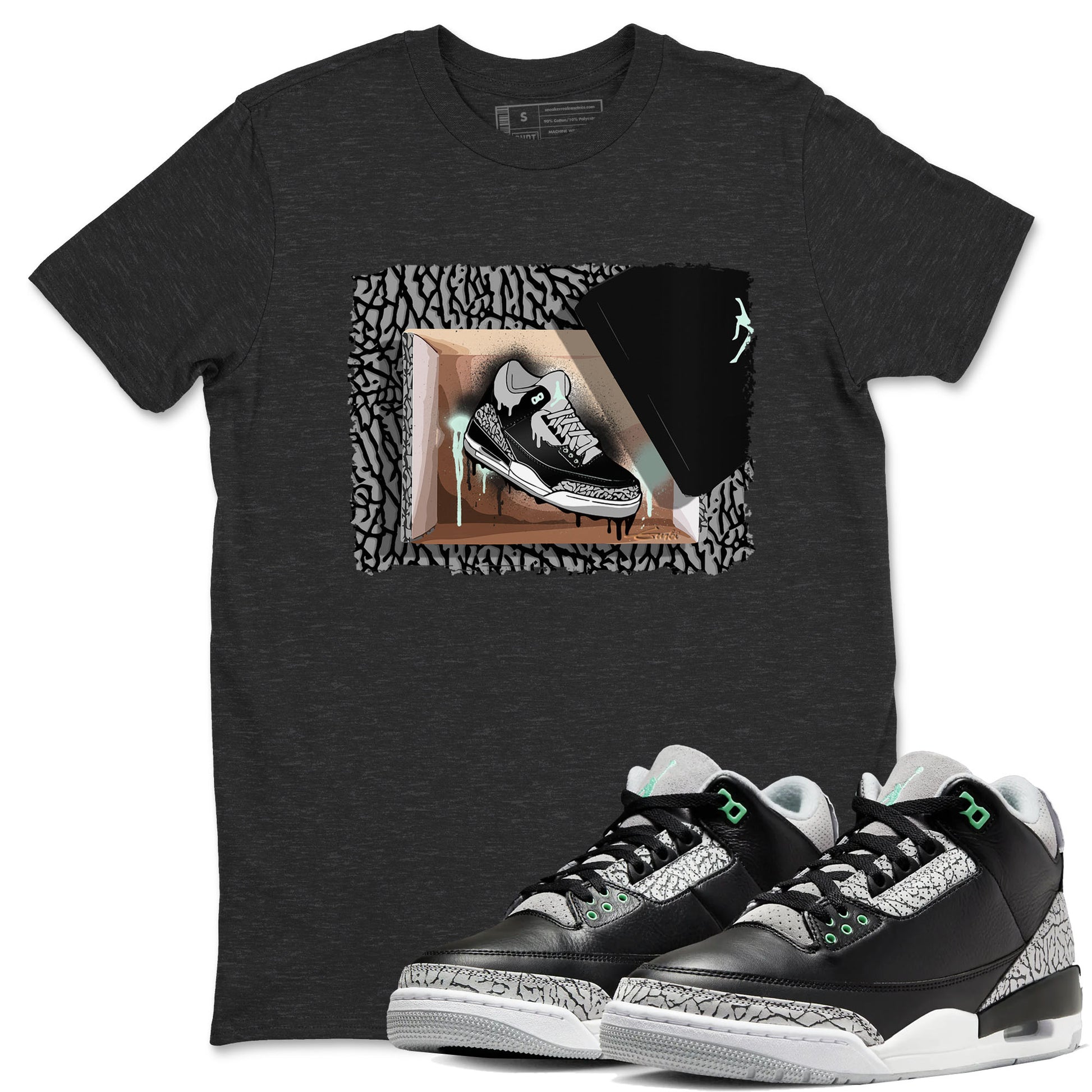 3s Green Glow shirt to match jordans New Kicks sneaker tees Air Jordan 3 Retro Green Glow SNRT Sneaker Release Tees unisex cotton Charcoal Heather 1 crew neck shirt
