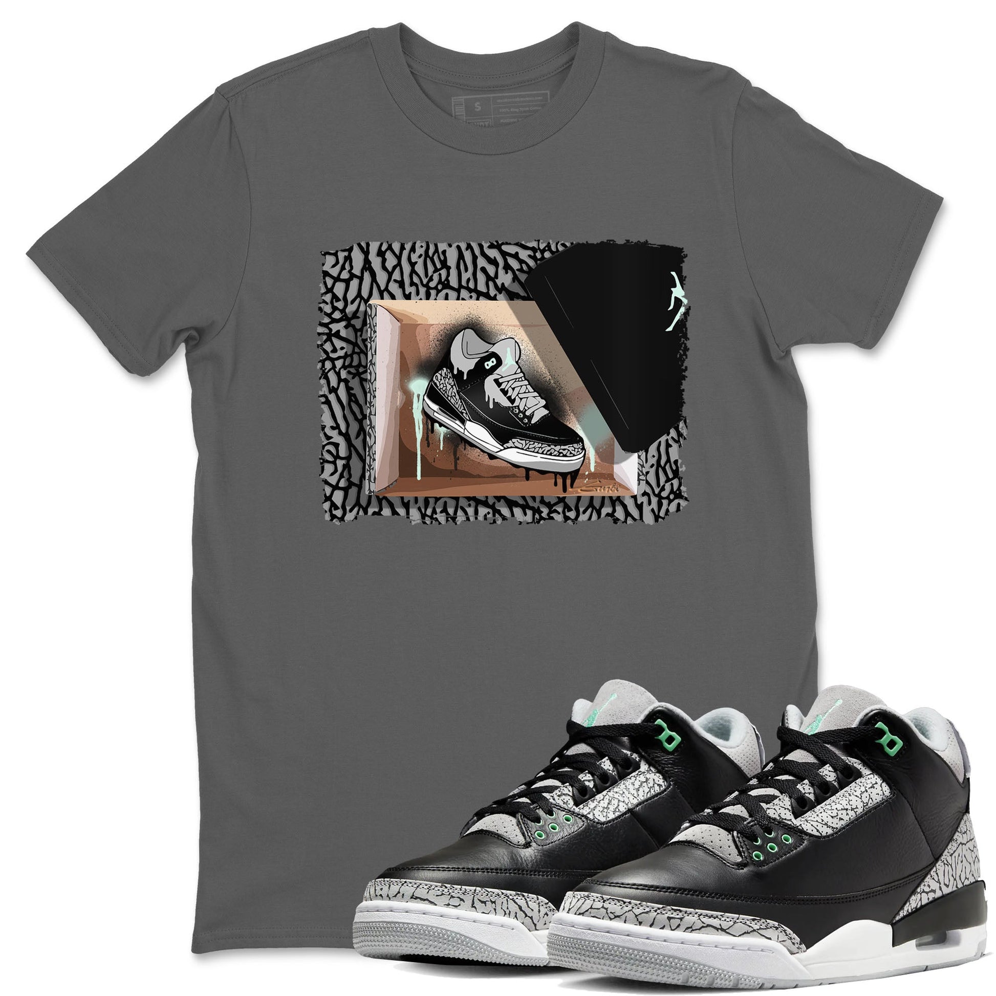 3s Green Glow shirt to match jordans New Kicks sneaker tees Air Jordan 3 Retro Green Glow SNRT Sneaker Release Tees unisex cotton Cool Grey 1 crew neck shirt