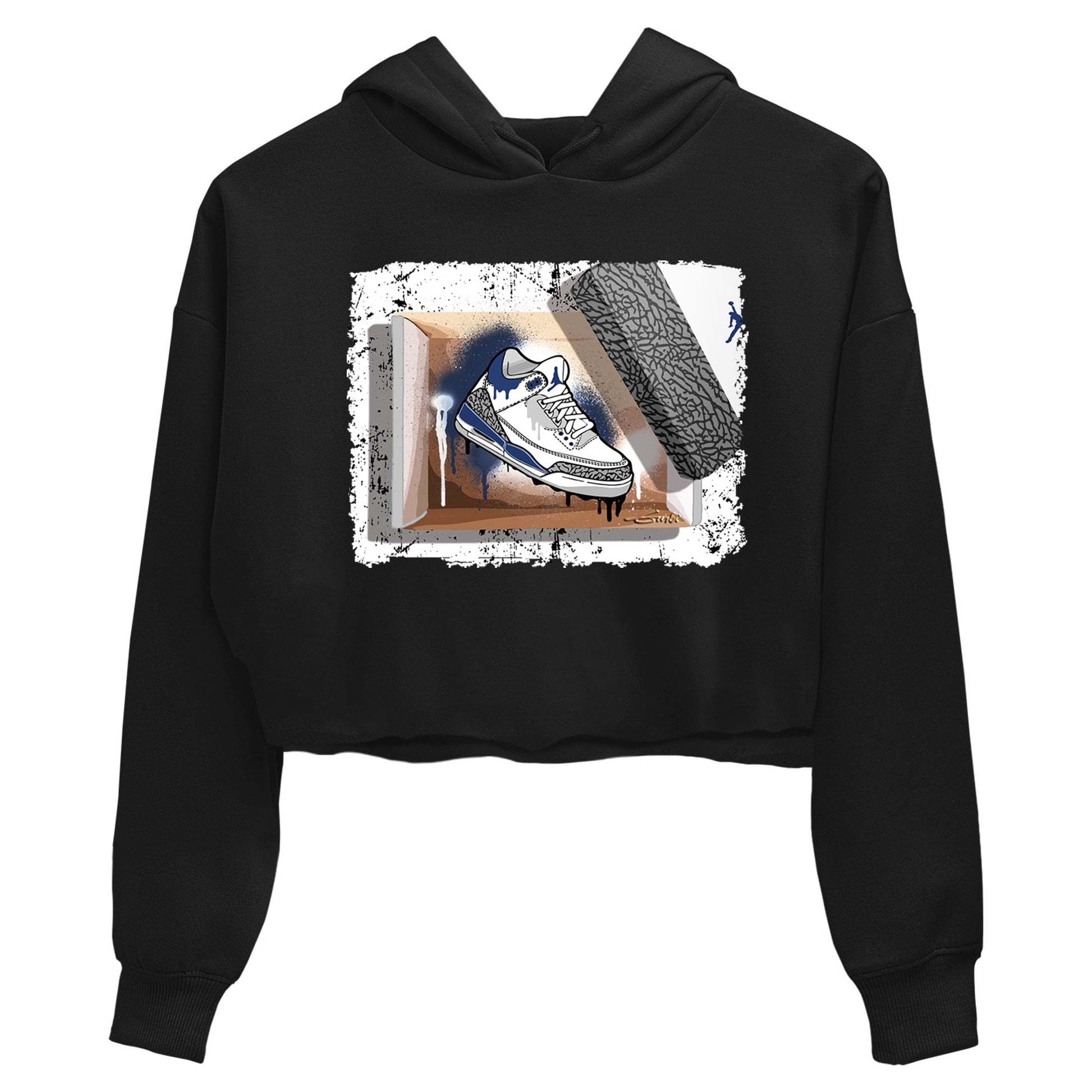 Air Jordan 3 Midnight Navy shirt to match jordans New Kicks sneaker tees 3s Midnight Navy SNRT sneaker release Tees Black 2 crop length shirt
