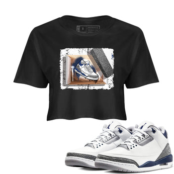 Air Jordan 3 Midnight Navy shirt to match jordans New Kicks sneaker tees 3s Midnight Navy SNRT sneaker release Tees Black 1 crop length shirt