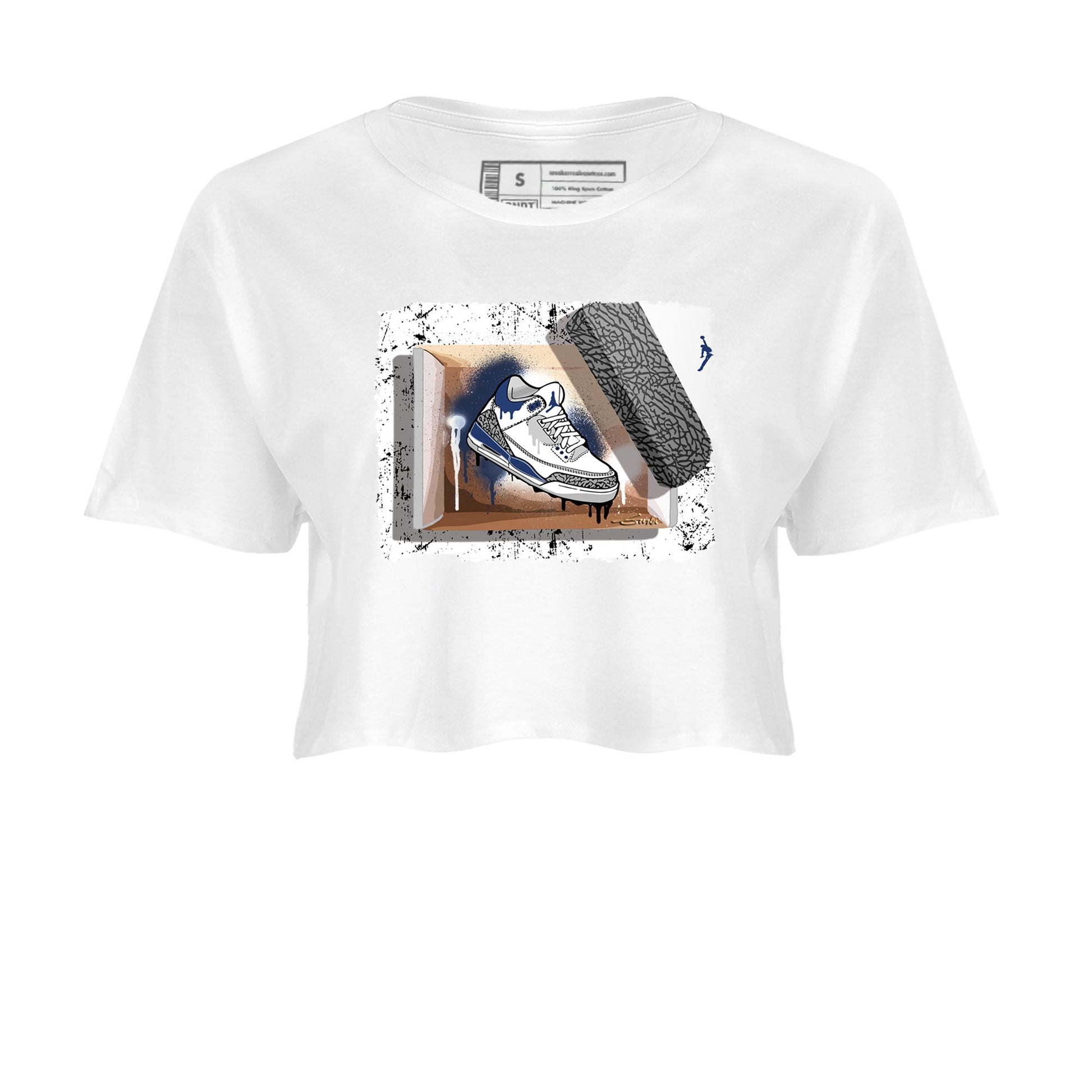 Air Jordan 3 Midnight Navy shirt to match jordans New Kicks sneaker tees 3s Midnight Navy SNRT sneaker release Tees White 2 crop length shirt