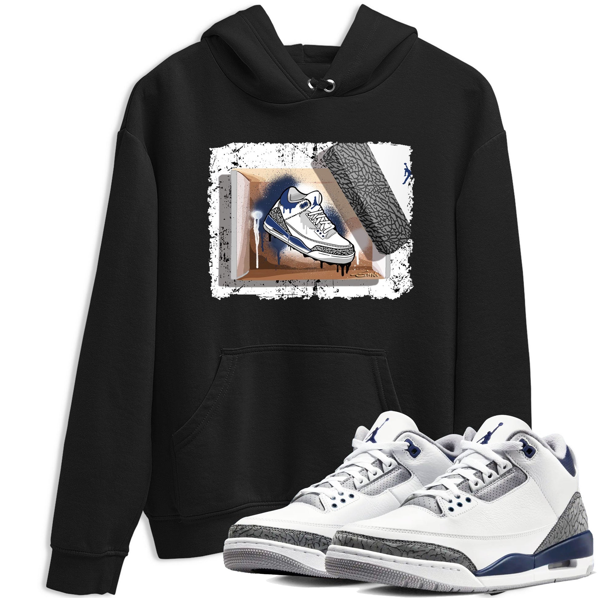AJ3 Midnight Navy shirt to match jordans New Kicks sneaker tees 3s Midnight Navy SNRT sneaker release Tees unisex cotton Black 1 crew neck shirt