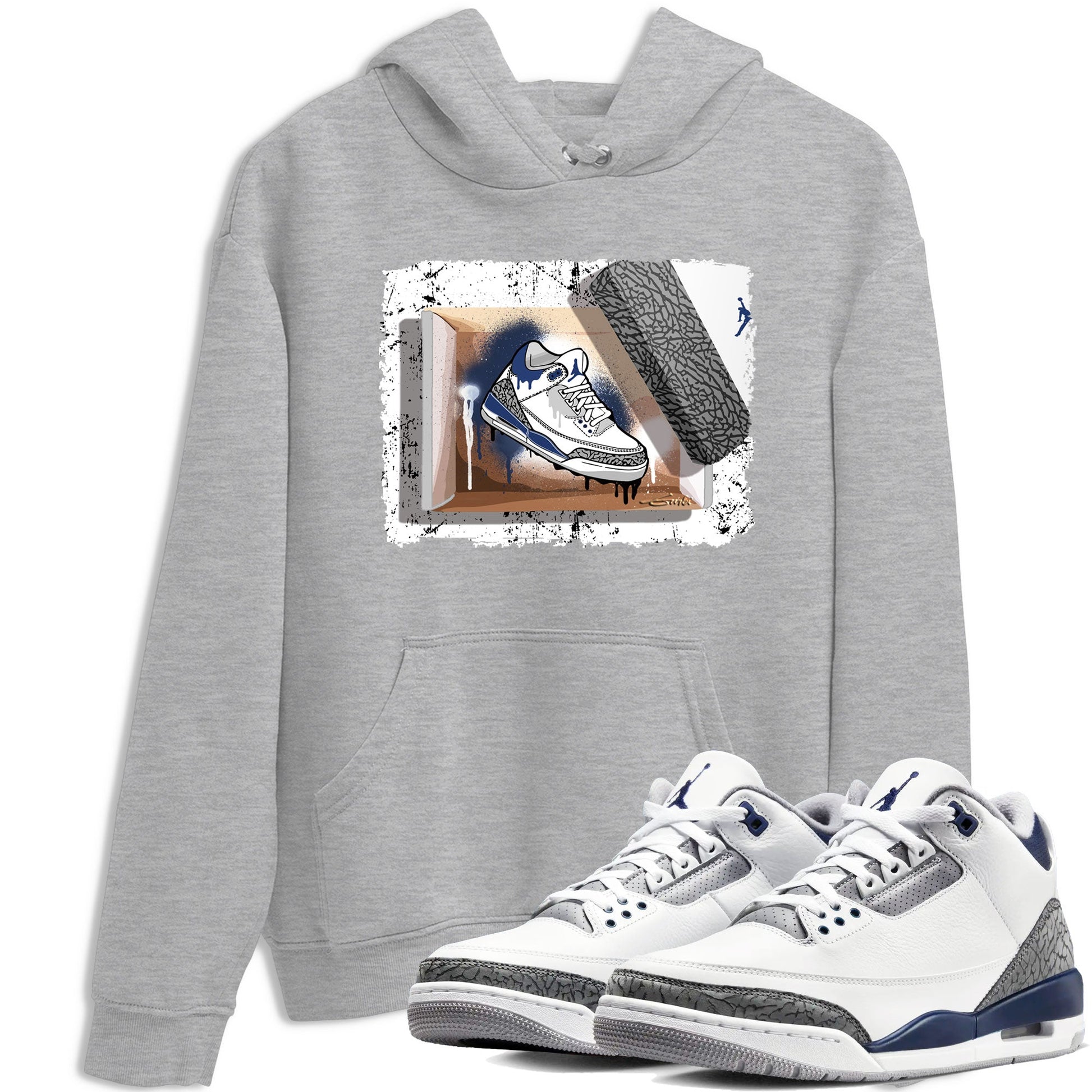 AJ3 Midnight Navy shirt to match jordans New Kicks sneaker tees 3s Midnight Navy SNRT sneaker release Tees unisex cotton Heather Grey 1 crew neck shirt