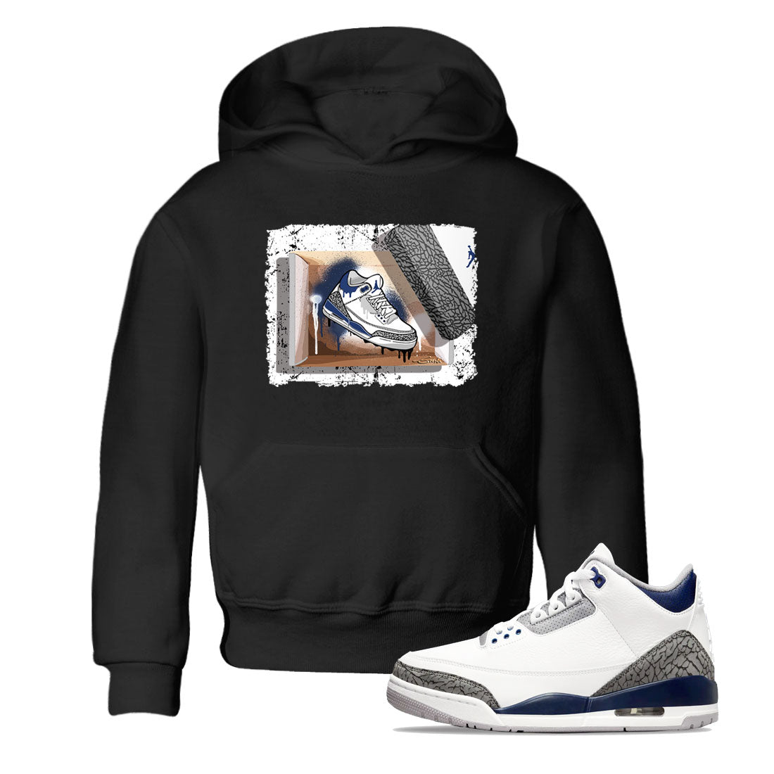 AJ3 Midnight Navy shirt to match jordans New Kicks sneaker tees 3s Midnight Navy SNRT sneaker release tees baby toddler Black 1 cotton sneaker tee