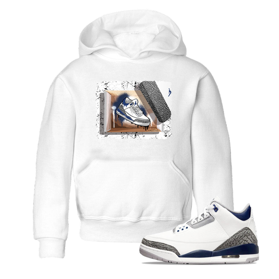 AJ3 Midnight Navy shirt to match jordans New Kicks sneaker tees 3s Midnight Navy SNRT sneaker release tees baby toddler White 1 cotton sneaker tee