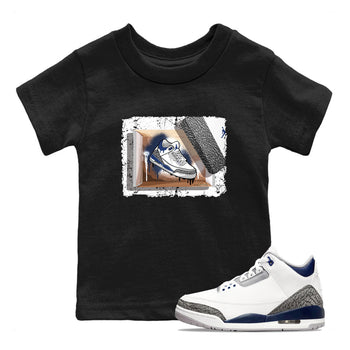 AJ3 Midnight Navy shirt to match jordans New Kicks sneaker tees 3s Midnight Navy SNRT sneaker release tees baby toddler Black 1 cotton sneaker tee