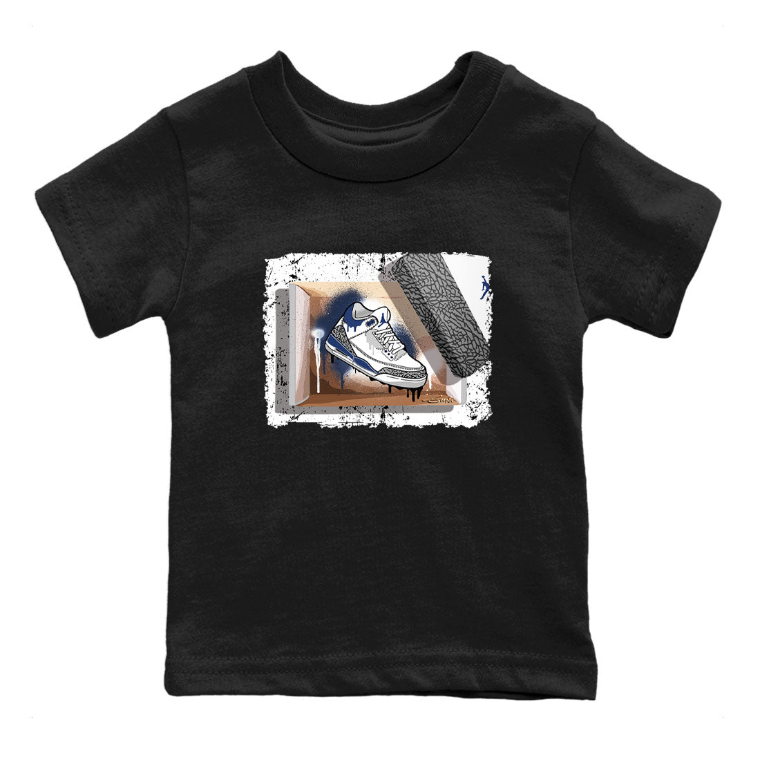 AJ3 Midnight Navy shirt to match jordans New Kicks sneaker tees 3s Midnight Navy SNRT sneaker release tees baby toddler Black 2 cotton sneaker tee