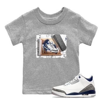 AJ3 Midnight Navy shirt to match jordans New Kicks sneaker tees 3s Midnight Navy SNRT sneaker release tees baby toddler Heather Grey 1 cotton sneaker tee