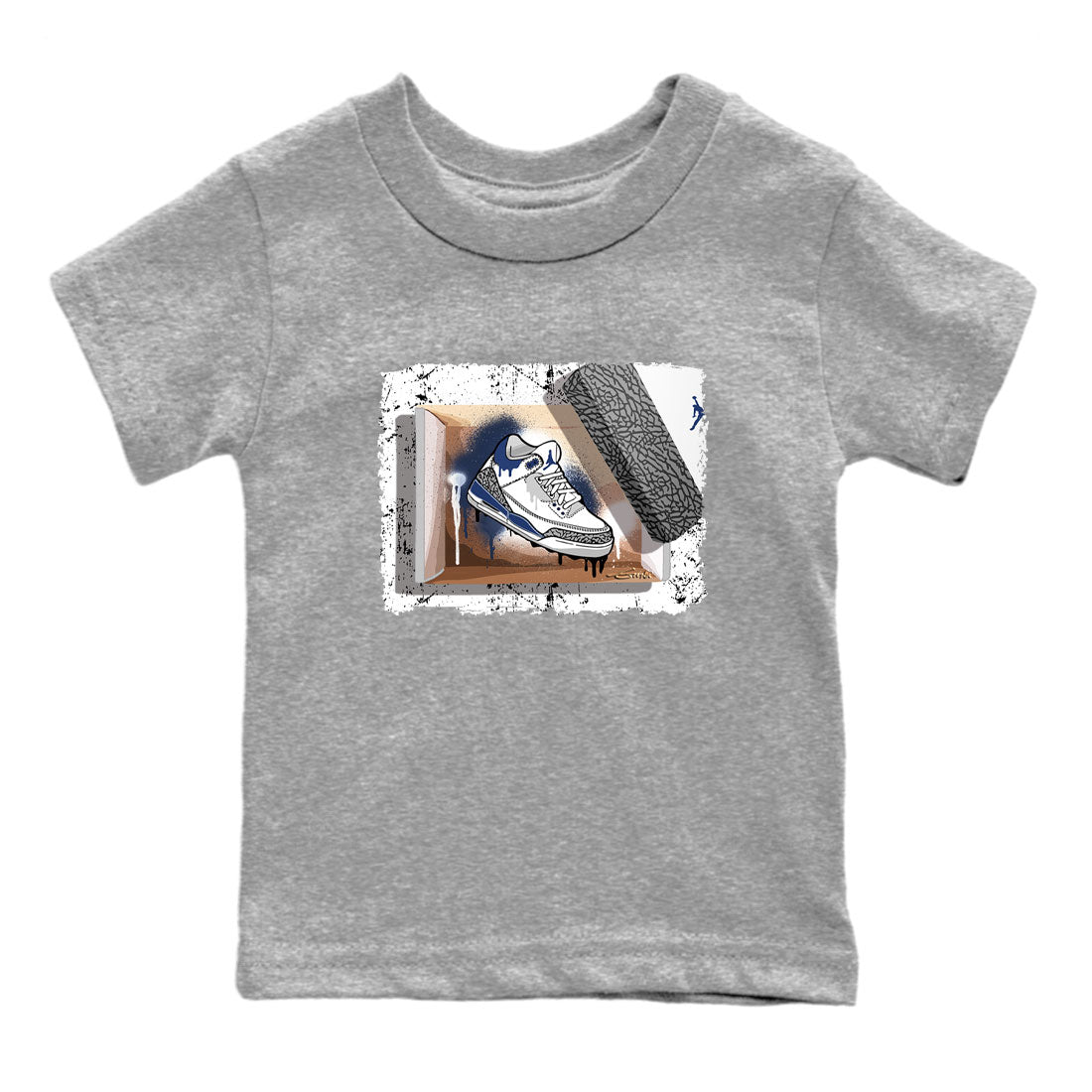 AJ3 Midnight Navy shirt to match jordans New Kicks sneaker tees 3s Midnight Navy SNRT sneaker release tees baby toddler Heather Grey 2 cotton sneaker tee