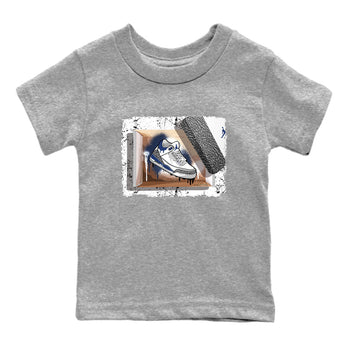 AJ3 Midnight Navy shirt to match jordans New Kicks sneaker tees 3s Midnight Navy SNRT sneaker release tees baby toddler Heather Grey 2 cotton sneaker tee