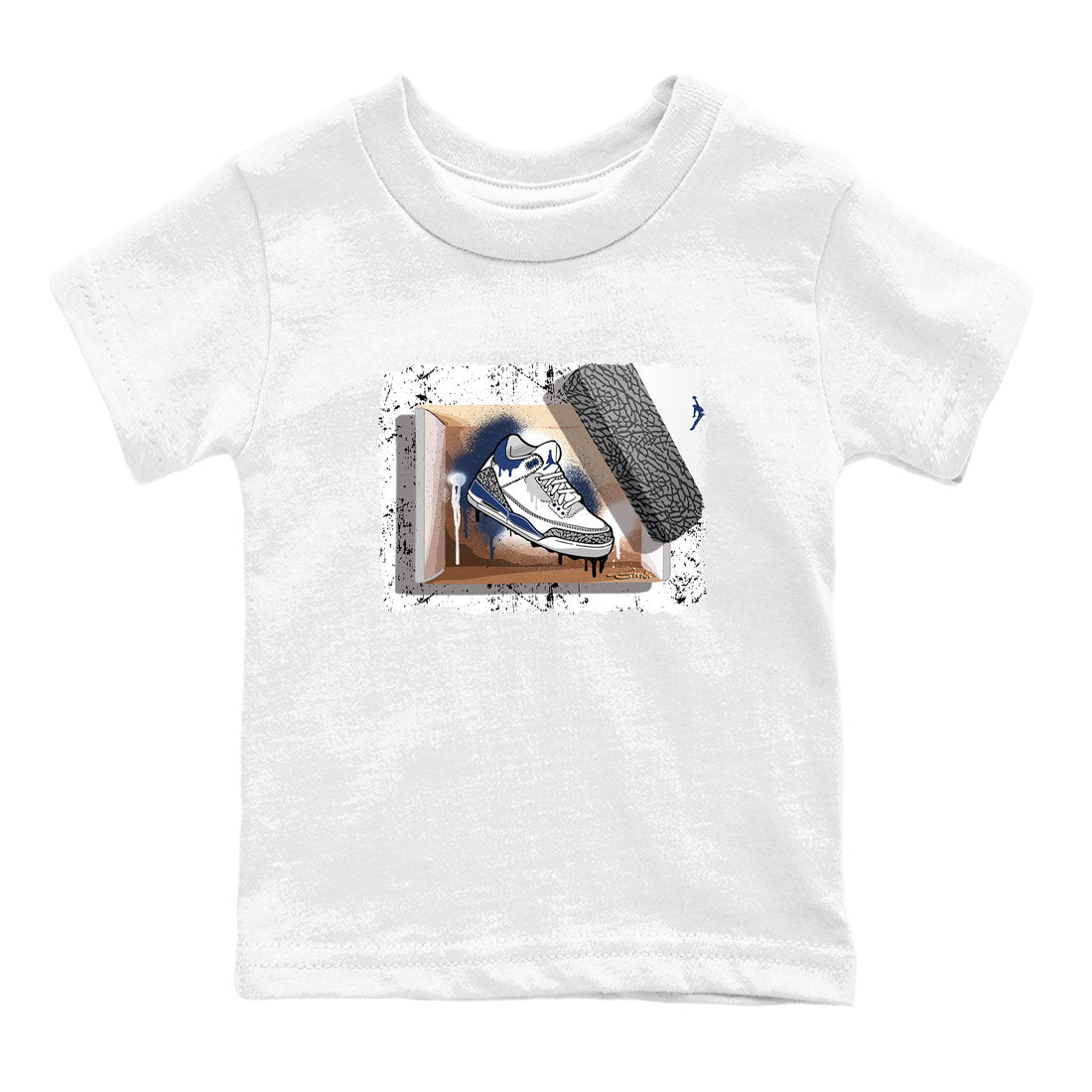 AJ3 Midnight Navy shirt to match jordans New Kicks sneaker tees 3s Midnight Navy SNRT sneaker release tees baby toddler White 2 cotton sneaker tee