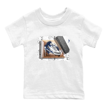 AJ3 Midnight Navy shirt to match jordans New Kicks sneaker tees 3s Midnight Navy SNRT sneaker release tees baby toddler White 2 cotton sneaker tee