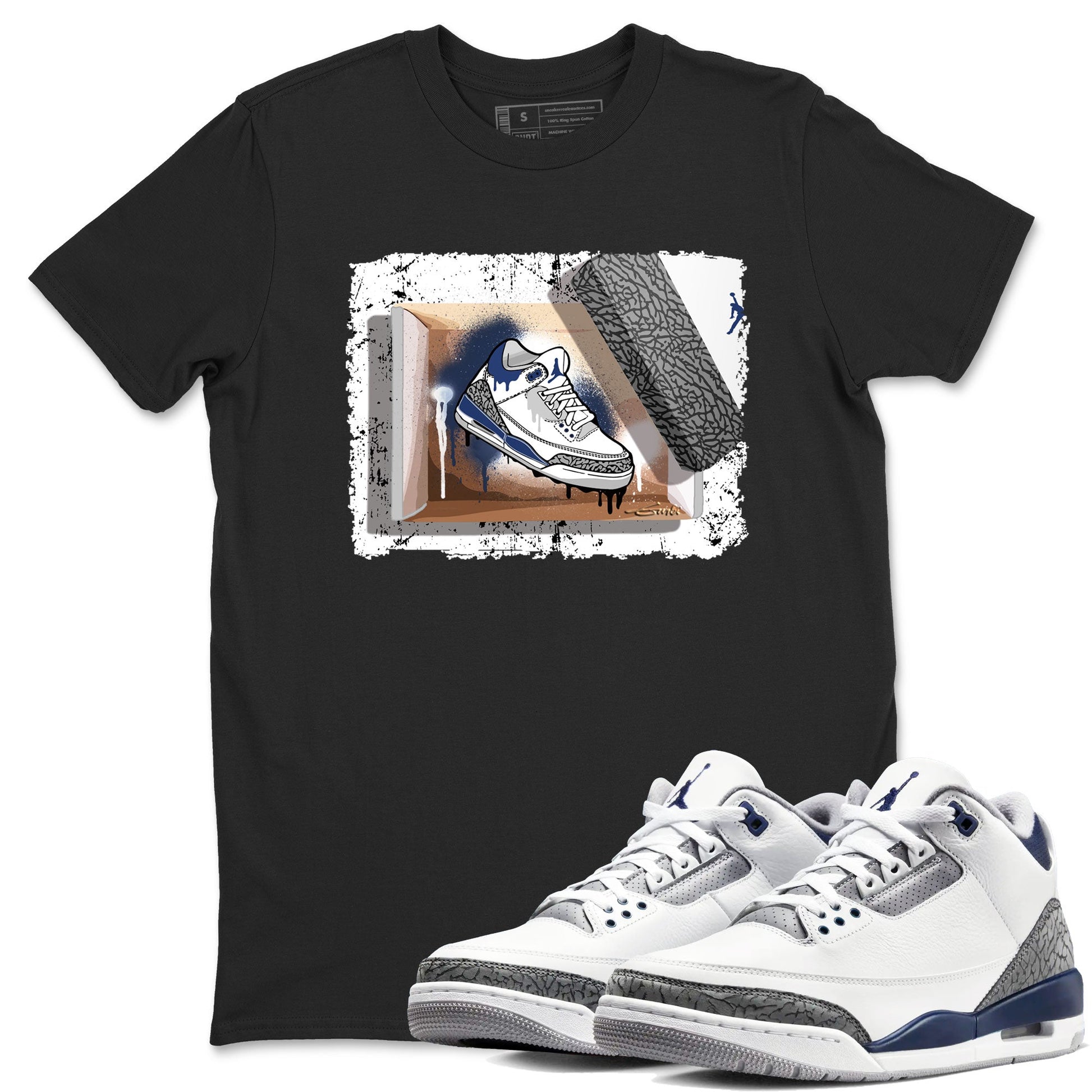 AJ3 Midnight Navy shirt to match jordans New Kicks sneaker tees 3s Midnight Navy SNRT sneaker release Tees unisex cotton Black 1 crew neck shirt