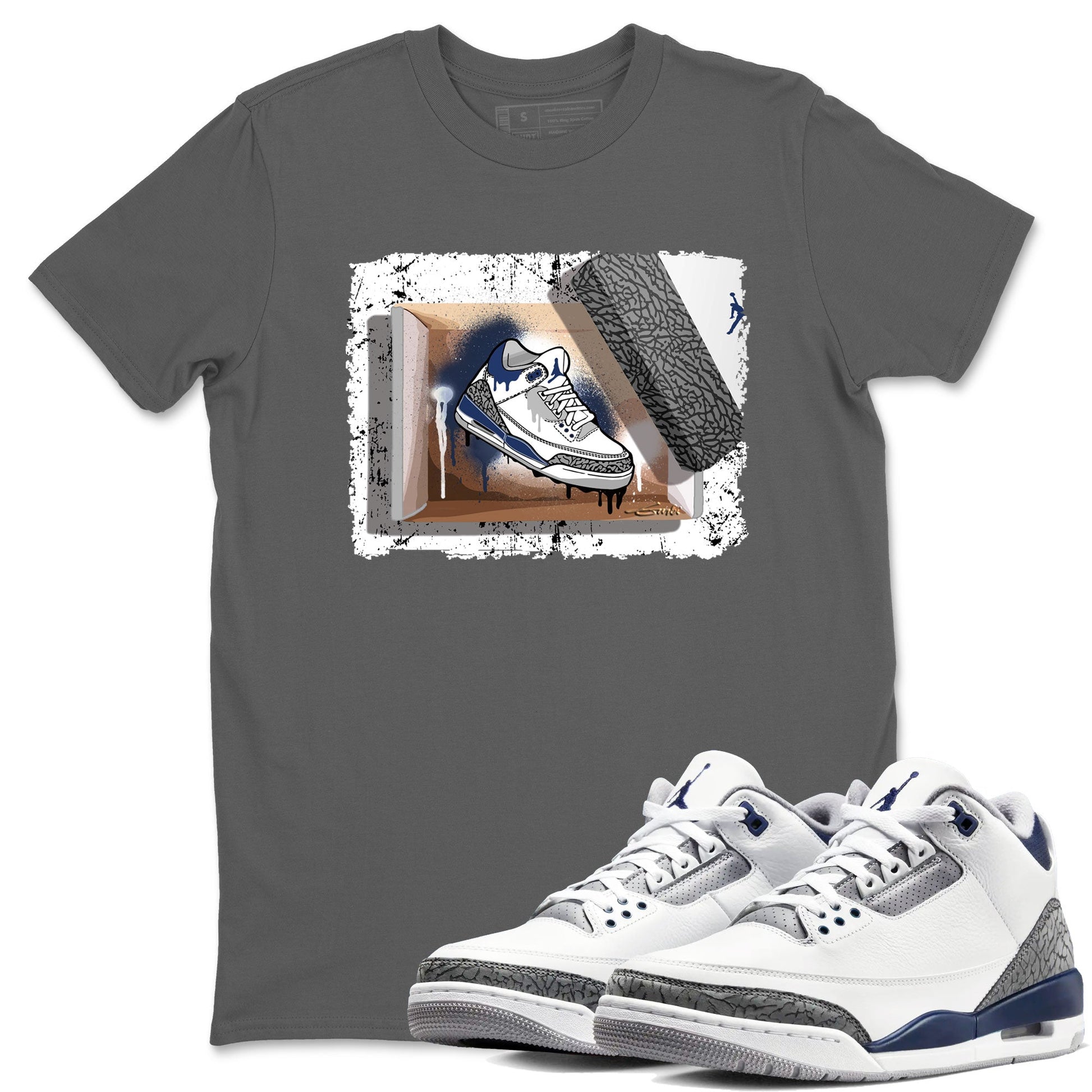 AJ3 Midnight Navy shirt to match jordans New Kicks sneaker tees 3s Midnight Navy SNRT sneaker release Tees unisex cotton Cool Grey 1 crew neck shirt