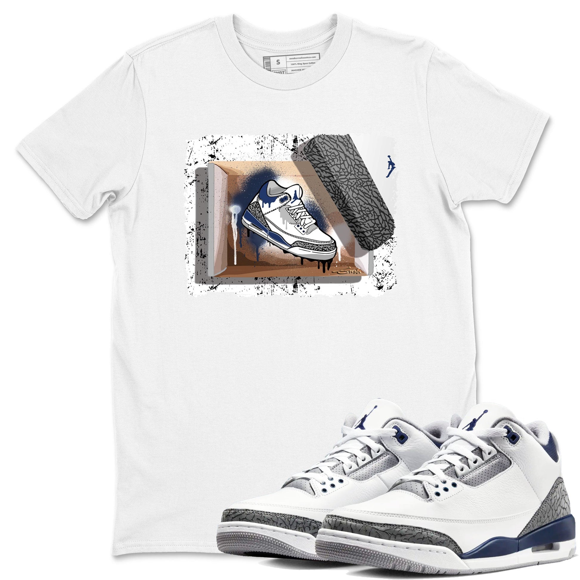 AJ3 Midnight Navy shirt to match jordans New Kicks sneaker tees 3s Midnight Navy SNRT sneaker release Tees unisex cotton White 1 crew neck shirt